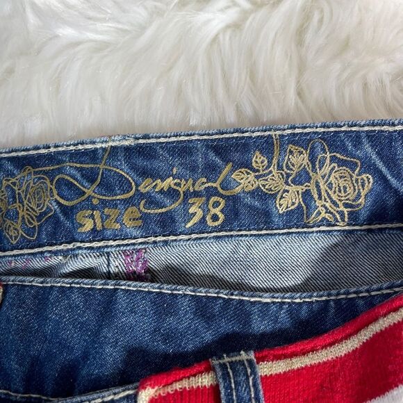 Desigual Asymmetrical Upcycled Denim Mini Skirt Size 38/US Sz 6 - Picture 4 of 9